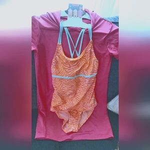 Spyder Girls M(10) One Piece Swimsuit with Coverup UPF 30+